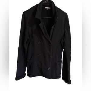 James Perse Size 4/XL Black Double-Breasted Jacket Blazer Buttons 100% Cotton